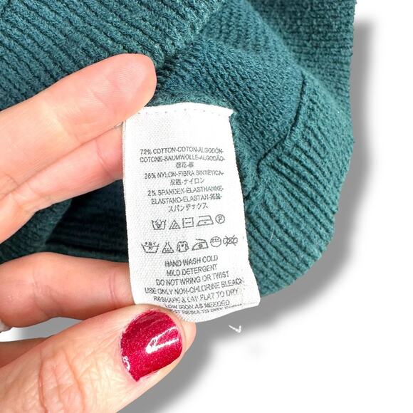 Free People Ottoman Dark Teal Structured Ribbed Slouchy Mock Neck Tunic Sweater - Picture 8 of 8